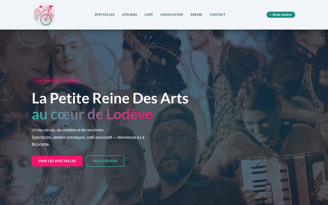 Page d&rsquo;accueil du site du Th&eacute;&acirc;tre de la Bicyclette