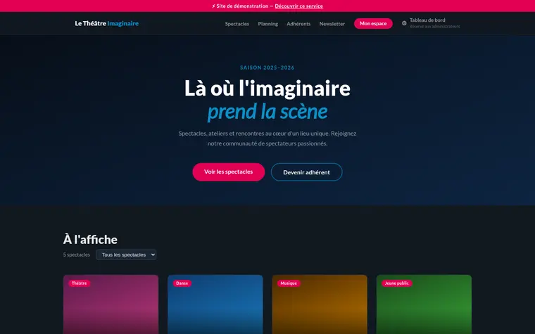 Page d&rsquo;accueil de la d&eacute;mo Th&eacute;&acirc;tre Imaginaire